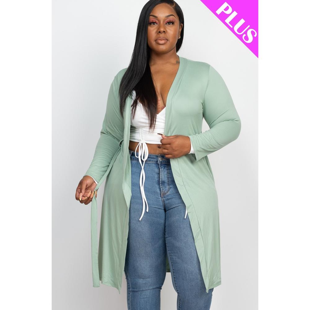 

Кардиган с длинными рукавами и поясом FASHNZFAB, цвет green bay