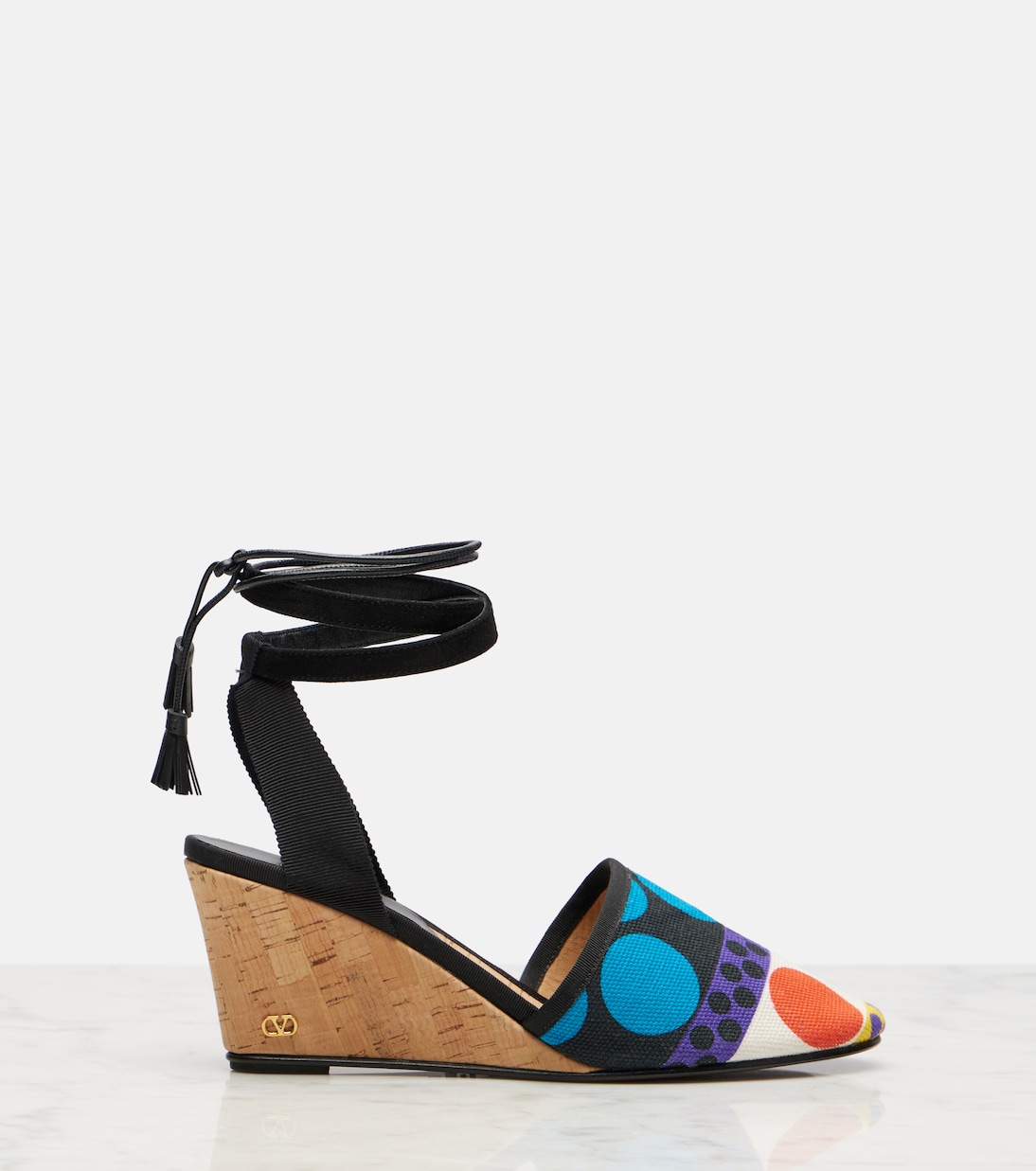 Ла Круизетт принтованные эспадрильи на клиновидной подошве Valentino Garavani, Multicolor/Nero — фото 4