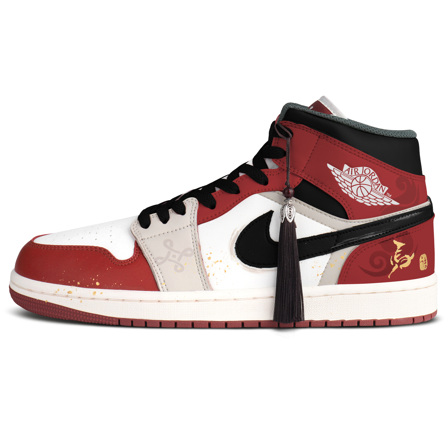 

Кроссовки Air 1 Mid top Vintage баскетбольные unisex черный Jordan, красный