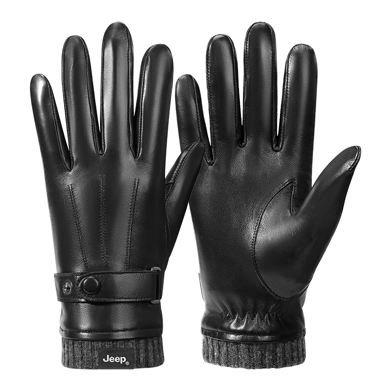

Перчатки мужские из овчины и полиэстера Jeep, черный with 2 adjustable buckles