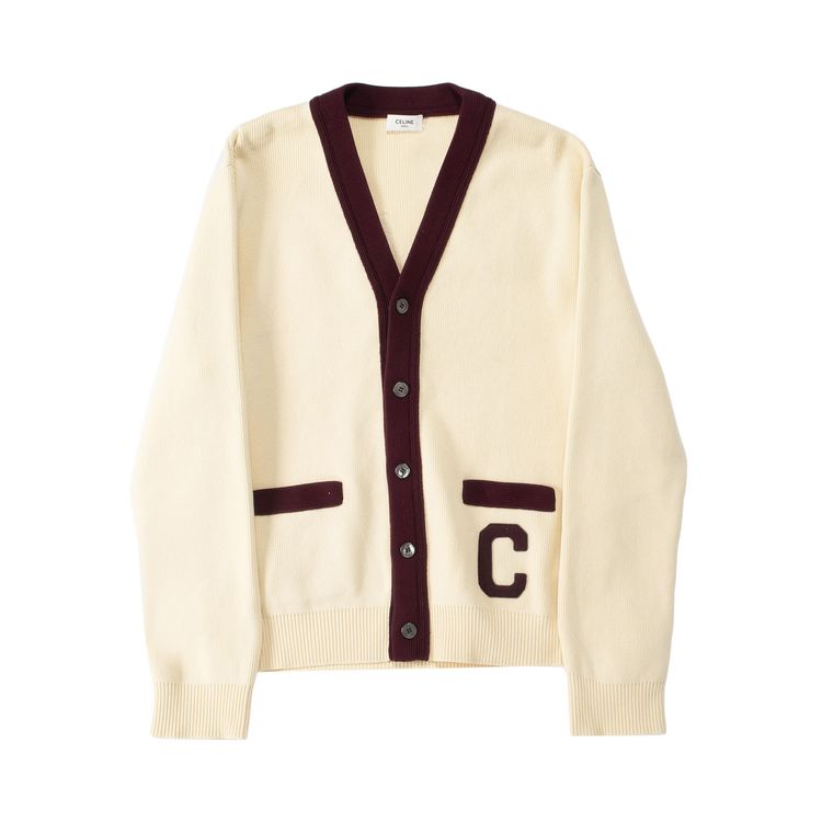

Кардиган CELINE Cardigan 'Ecru/Burgundy', желто-коричневый