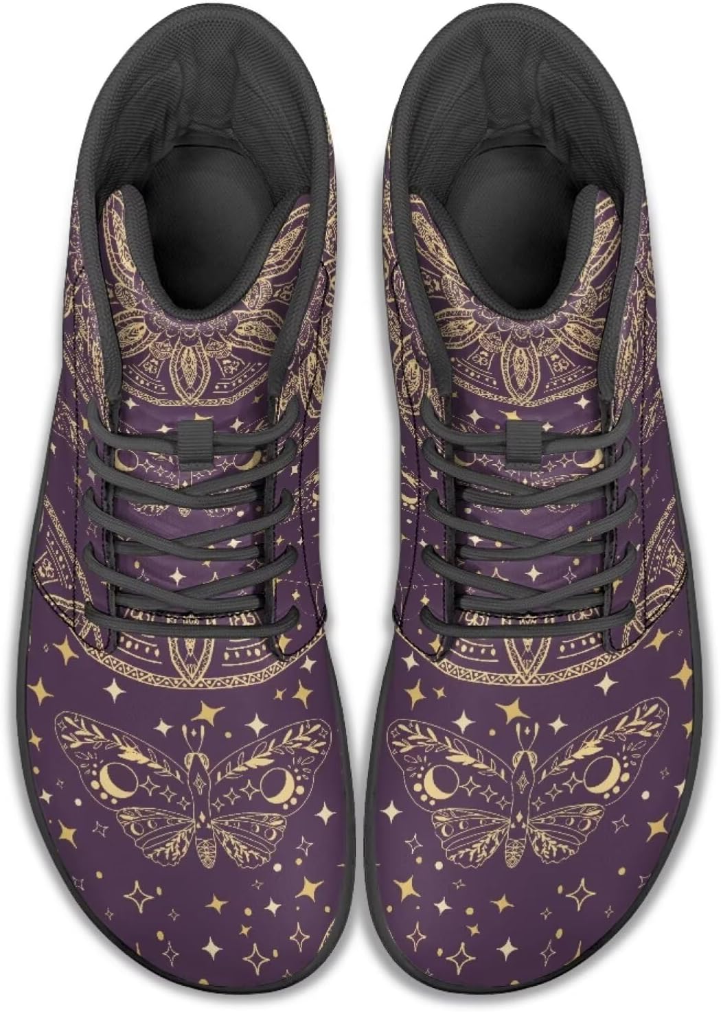 

Высокие кроссовки с мандалой для походов и прогулок, резиновая подошва, минималистичные кроссовки для бега для мужчин, обувь с нулевым перепадом Watdotory, Boho Mandala Butterfly Star Print