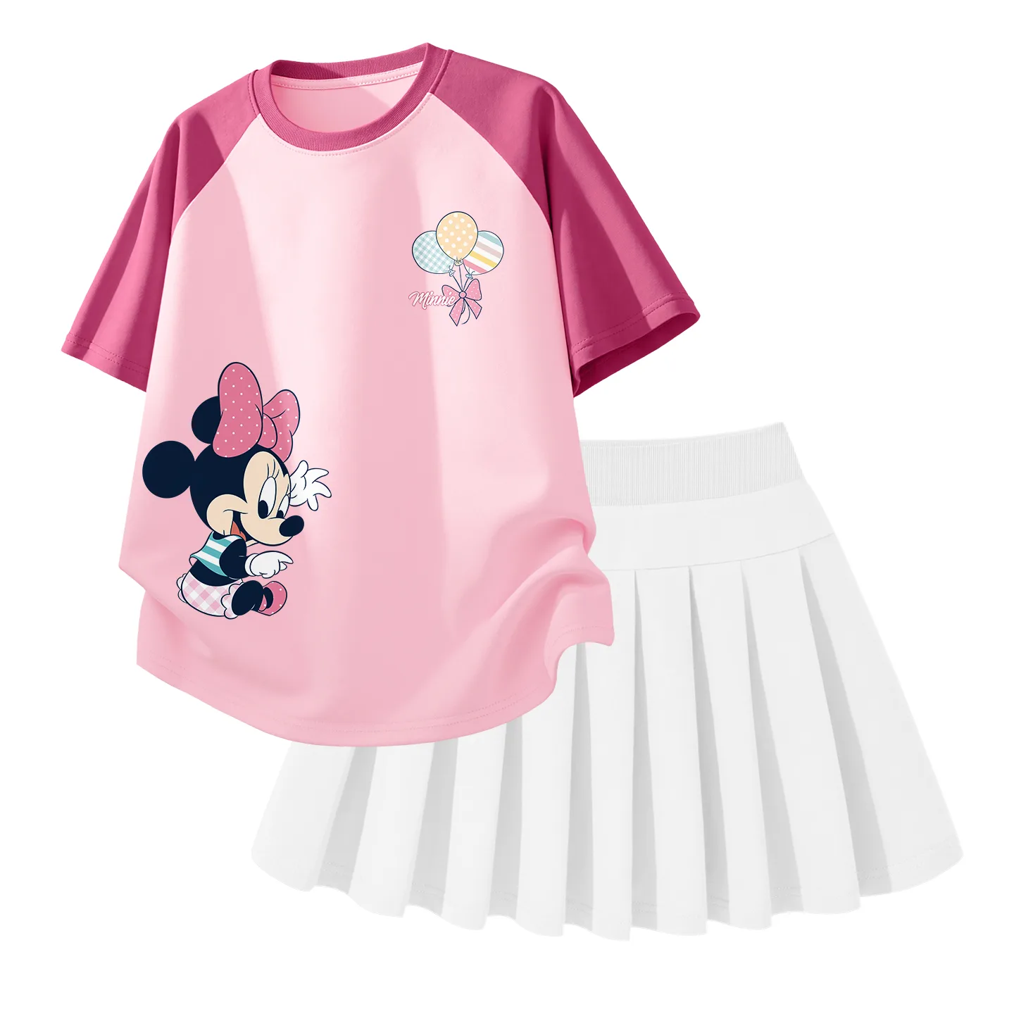 Детский комплект юбка 2 предмета Disney, dile play k berry розовый+solid color белый