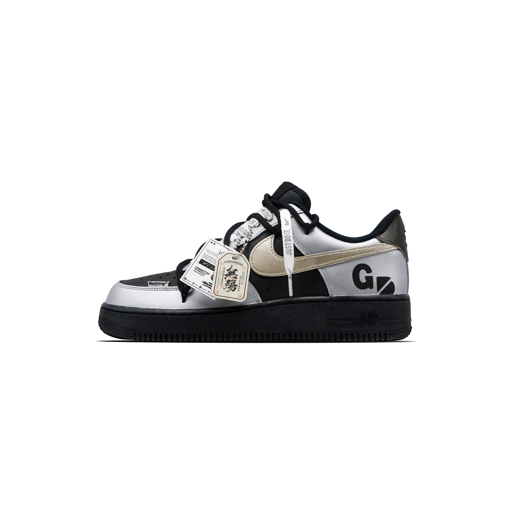 

Кроссовки Nike Air Force 1 Skateboarding Shoes Unisex Low-top Black/Silver, черный/серебряный