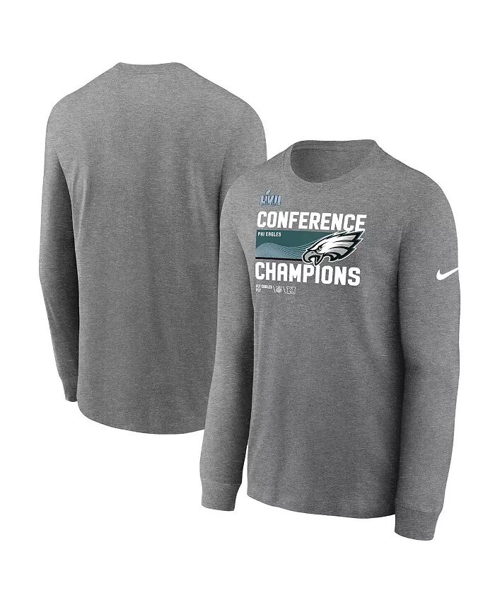 

Мужская темно-серая футболка с длинным рукавом Philadelphia Eagles 2022 NFC Champions Locker Room Trophy Collection Nike