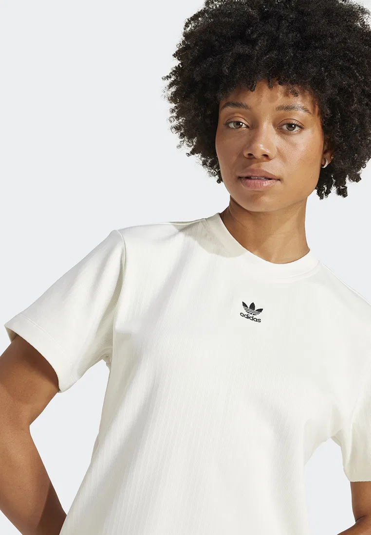 Футболка, широкий рубчик, Essentials, белый Adidas — фото 3