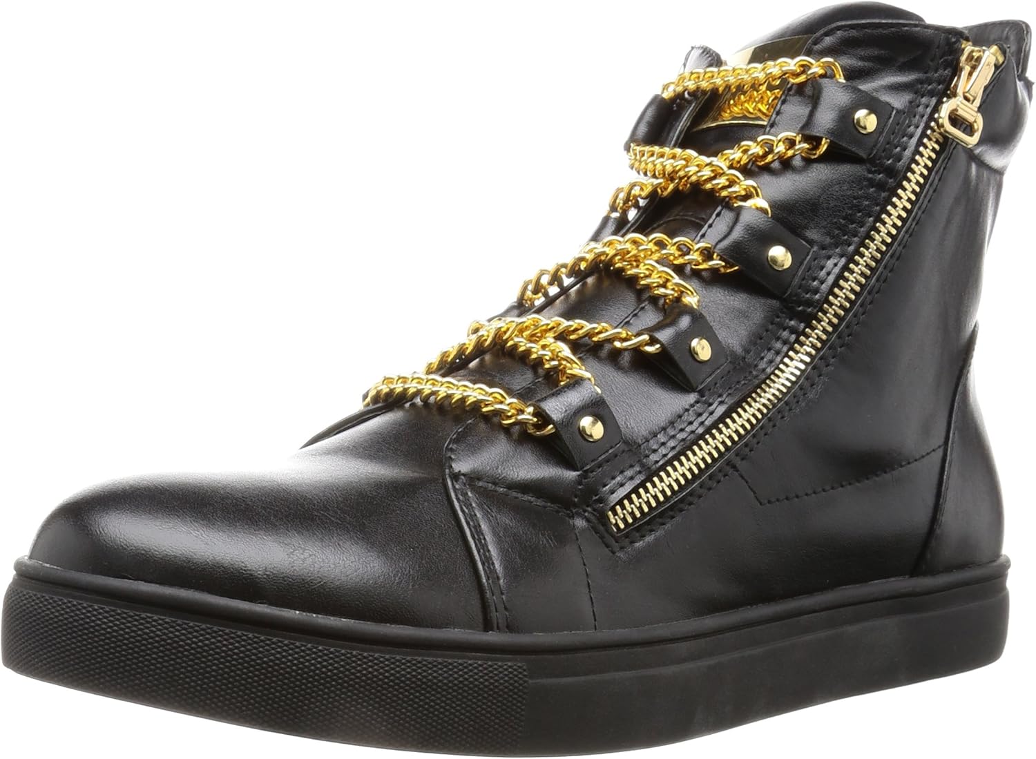 

Мужские ботинки кроссовки на шнуровке золотые серебряные цепочки боковая молния повседневная обувь черные белые ENDEVICE, белый