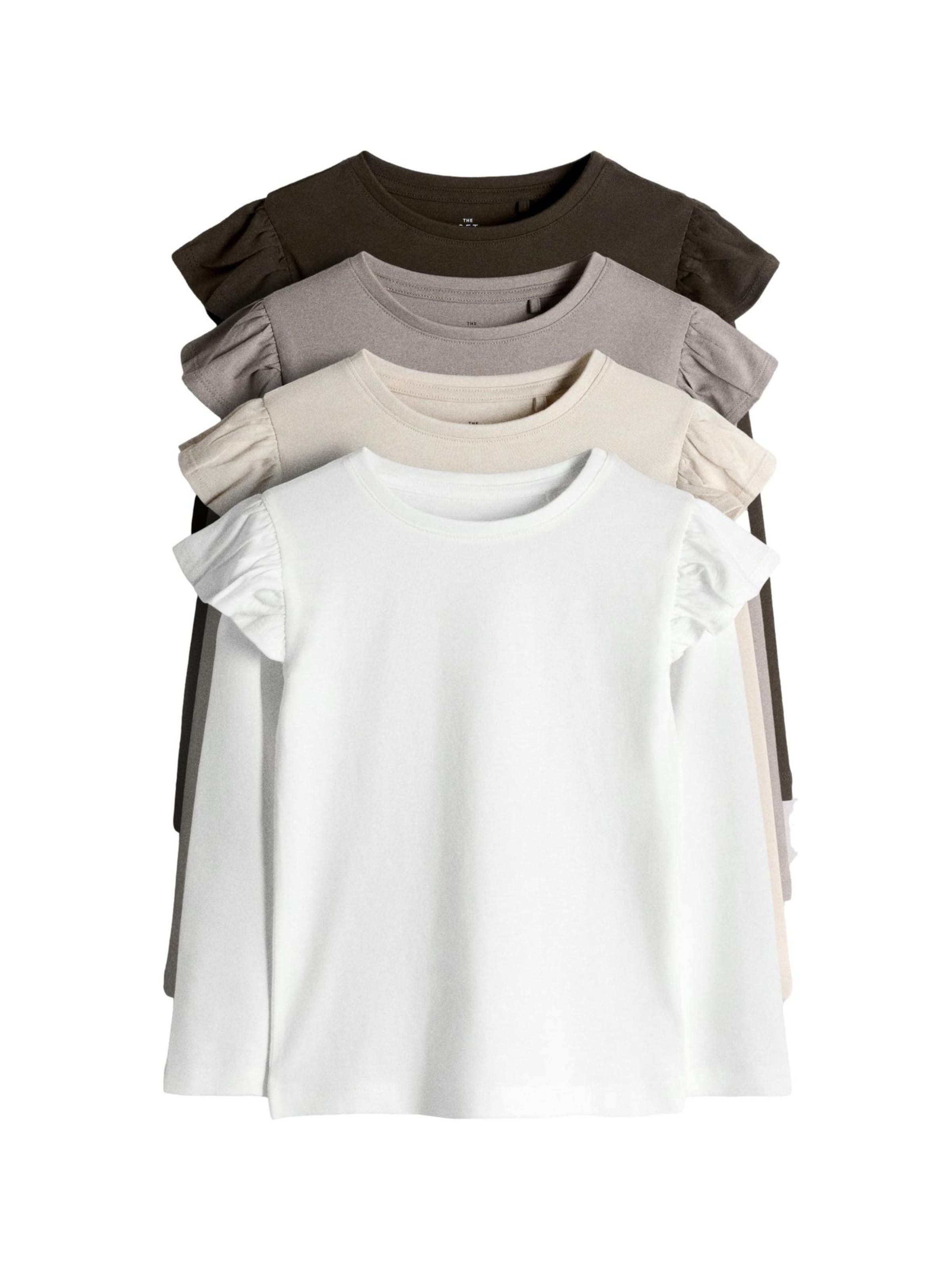 The Set Лонгслив в цветах Cream, Dark Brown, Mottled Brown, White
