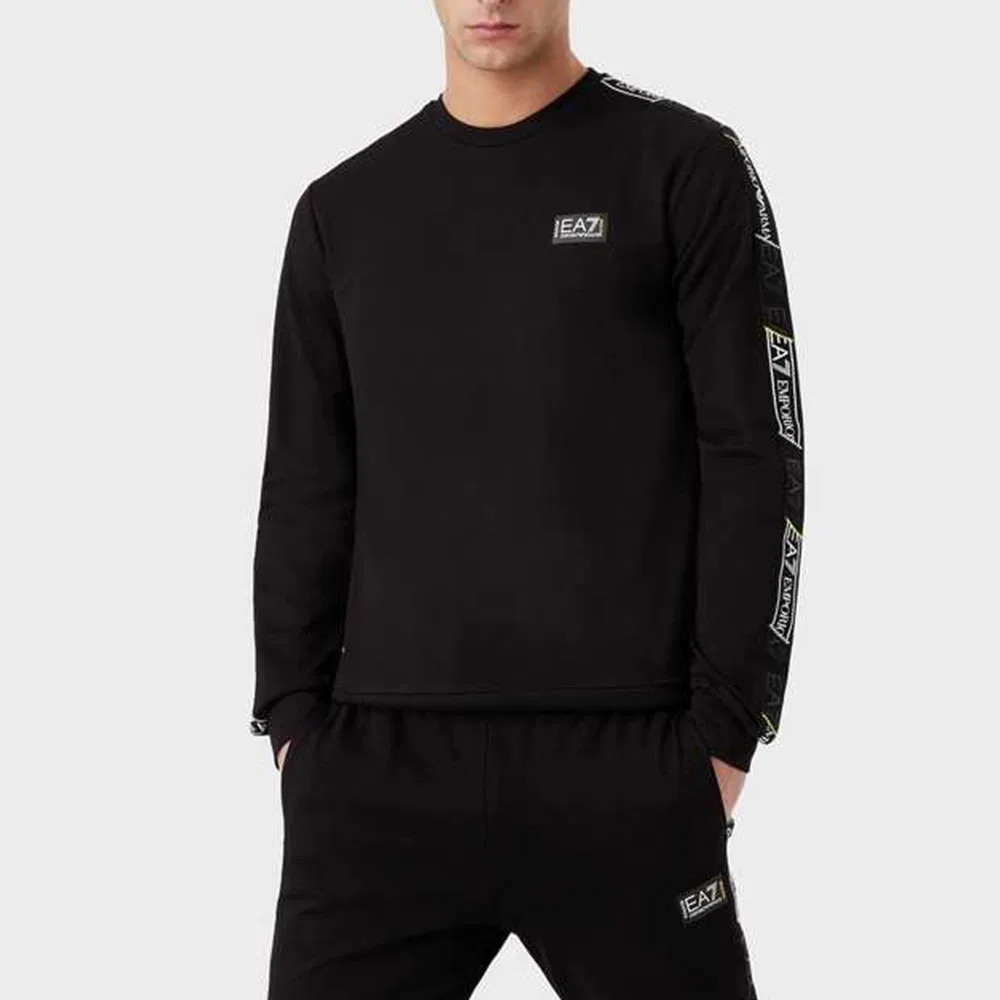 Толстовка EA7 мужская, черная, с круглым вырезом EMPORIO ARMANI, Black — фото 4