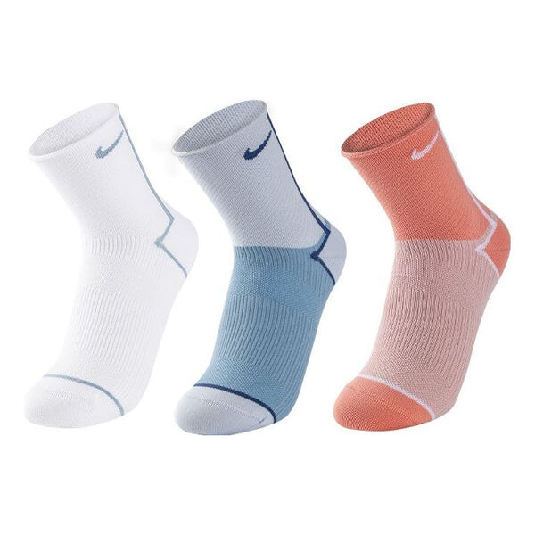 

Носки Nike Everyday Plus Lightweight Training Sports Breathable Socks Couple Style 3 Pairs White Pink Blue, белый