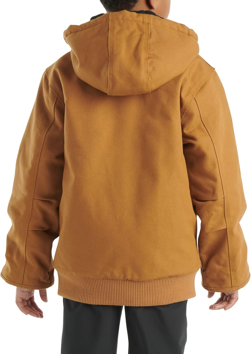 Carhartt Boys' Flannel-Lined Hooded Canvas Insulated Zip-Up Jacket, Carhartt Brown — фото 4