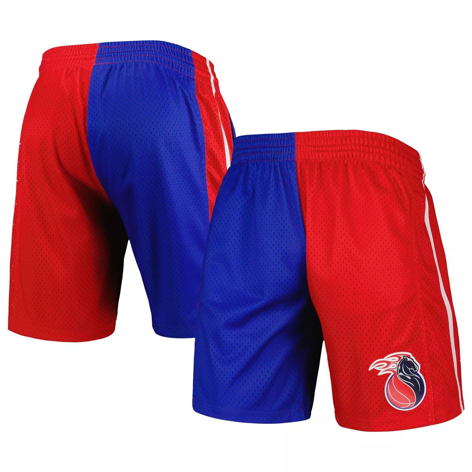 

Мужские шорты Mitchell & Ness синие/красные Detroit Pistons Hardwood Classics 2003 с разрезом Swingman
