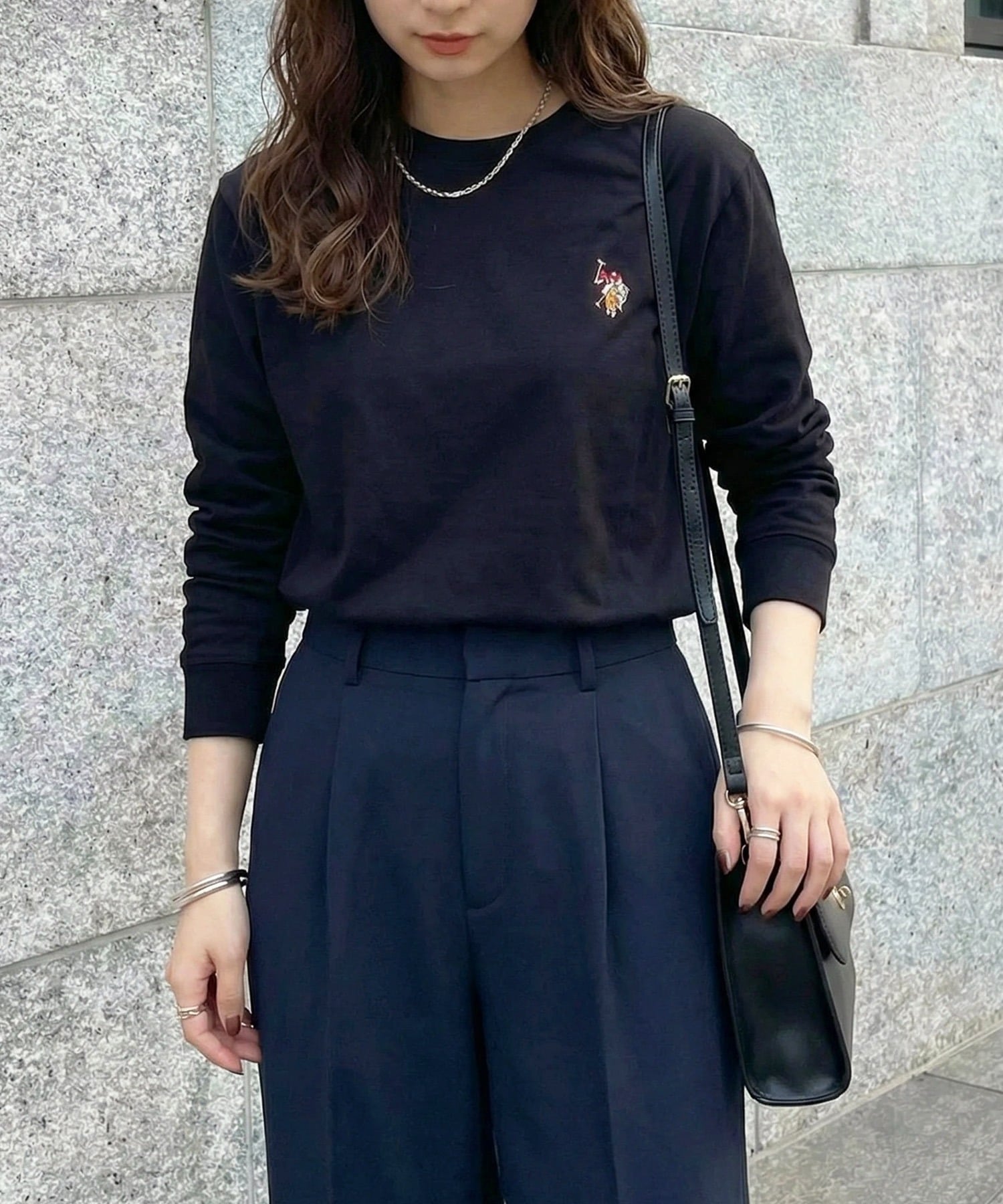 Футболка с длинным рукавом US POLO ASSN./Classic Pony с логотипом One-Point U.S. Polo Assn., BLK2
