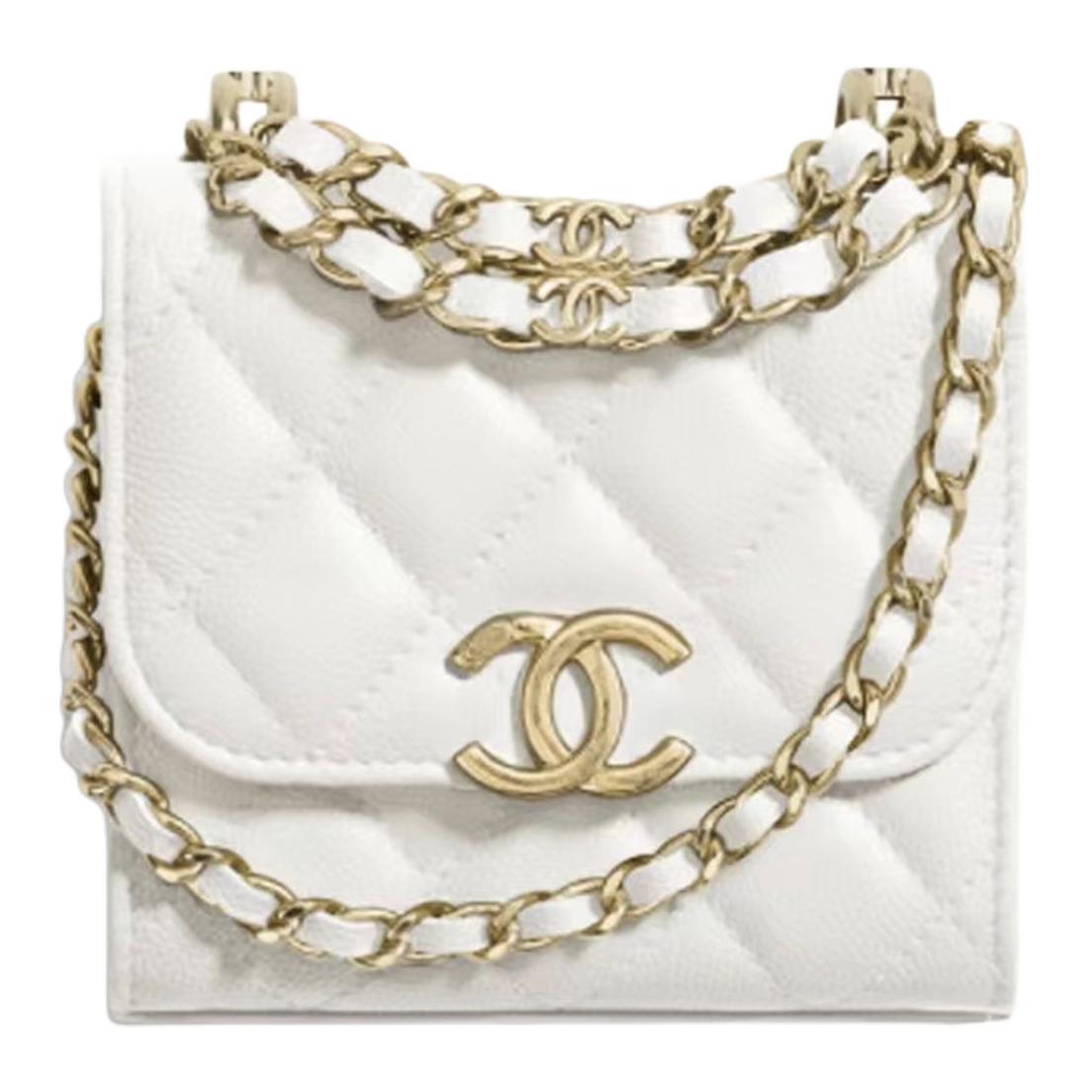 

CHANEL 22K осенне-зимняя клатч-сумка через плечо из кожи кавиарной коровы, женская, белая