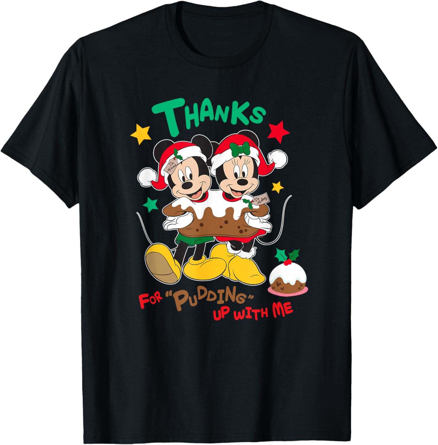 

Футболка Disney с изображением Микки Мауса и Минни Маус на тему «Рождественский пудинг со мной», черная