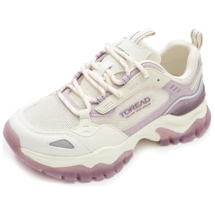 

TOREAD Кроссовки женские низкие бежево-бело-розовые с амортизацией и износостойкие