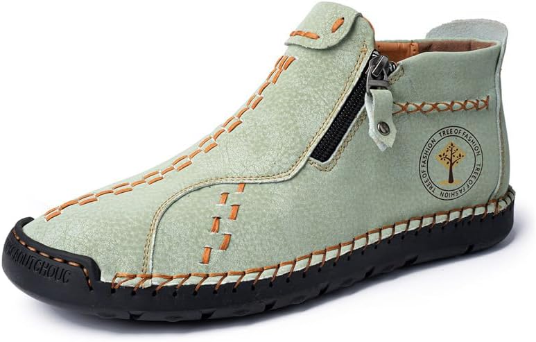 

Мужские повседневные ботинки Asifn с молнией, модные ботинки из микрофибры и кожи, удобные, ручной работы, с нескользящей подошвой для походов и вождения, ботильоны, зеленый