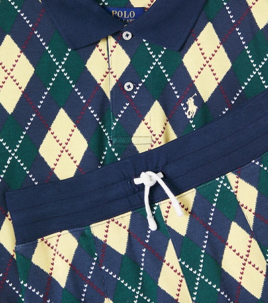 Комплект из хлопковой рубашки-поло и юбки с узором Аргайл Polo Ralph Lauren Kids, Printed Argyle — фото 2