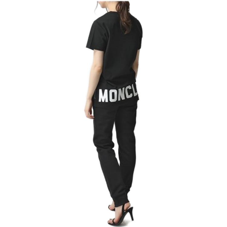 Moncler Футболка Women's Black Crew Neck Moderate Straight Fit — фото 4
