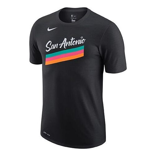 

Футболка Nike NBA Dri-FIT Ce Logo San Antonio Spurs Basketball Sports Printing Short Sleeve Black, черный