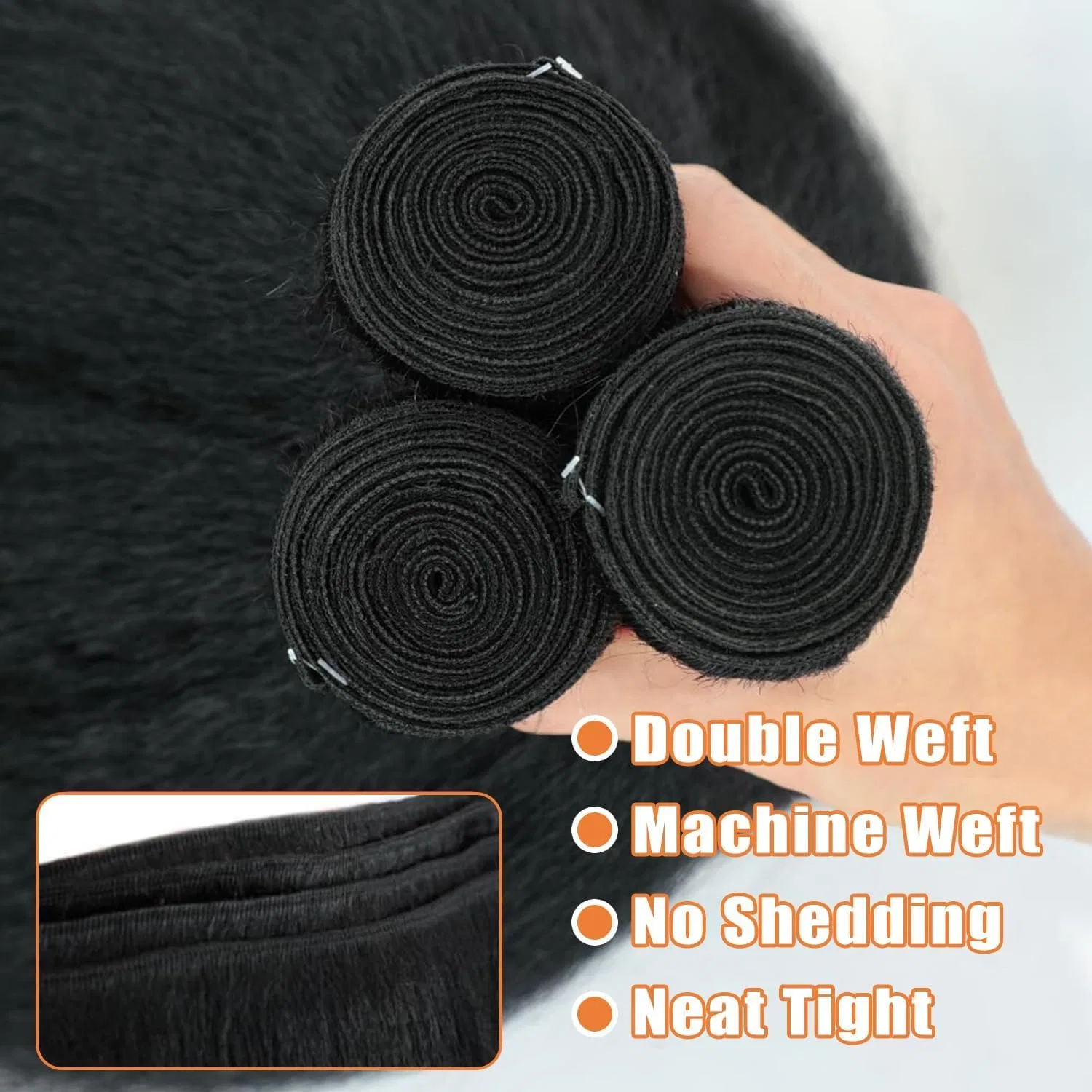 Прямые волосы для наращивания «Kinky Straight» от BLISSHAIR, 3 пучка Blisshair — фото 4
