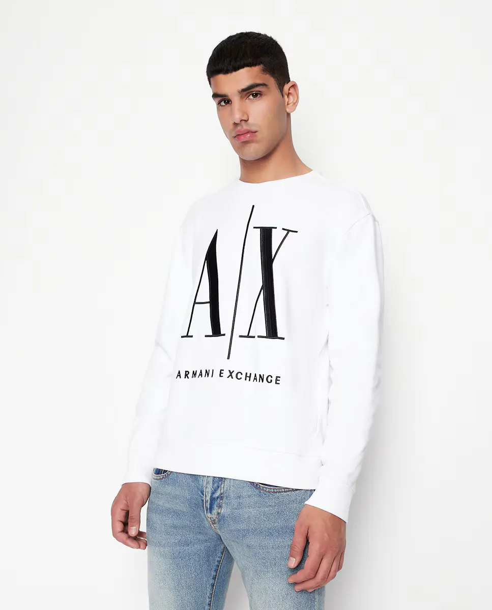 

Мужская толстовка с вышитым логотипом ICON PROJECT капсула Armani Exchange, белый