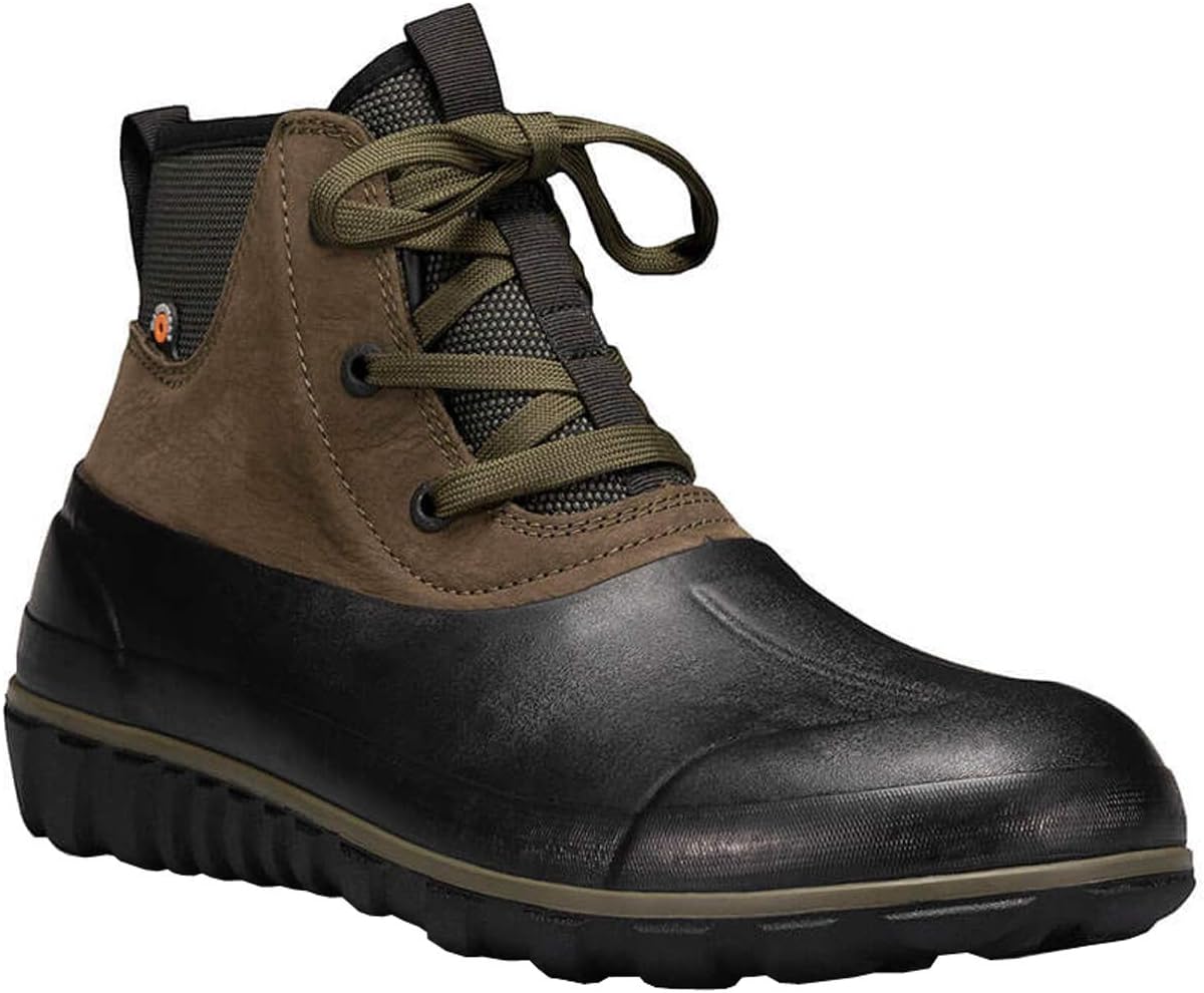 

Мужские классические повседневные кожаные зимние ботинки BOGS на шнуровке, темно-зеленый