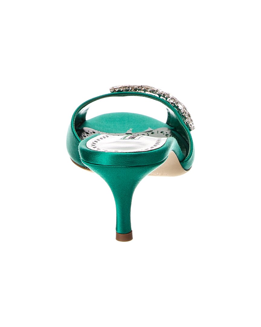 Manolo Blahnik Lumada 50 Satin Sandal, зеленый — фото 3