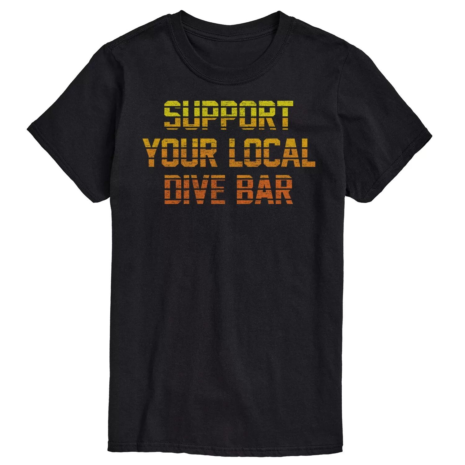 

Большая и высокая футболка с рисунком «Support Local Dive Bar» License, черный