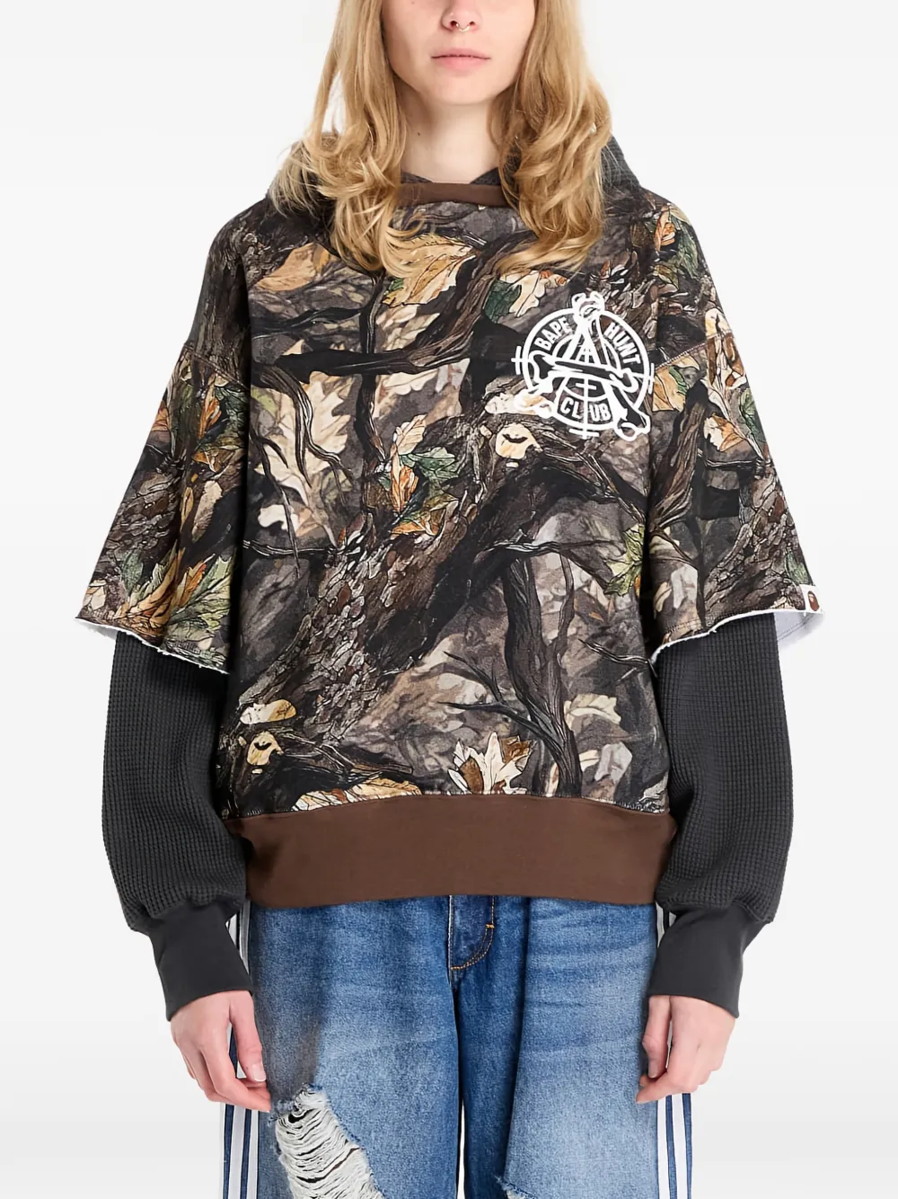 Многослойное худи с камуфляжным принтом Tree Edge A Bathing Ape, коричневый — фото 3