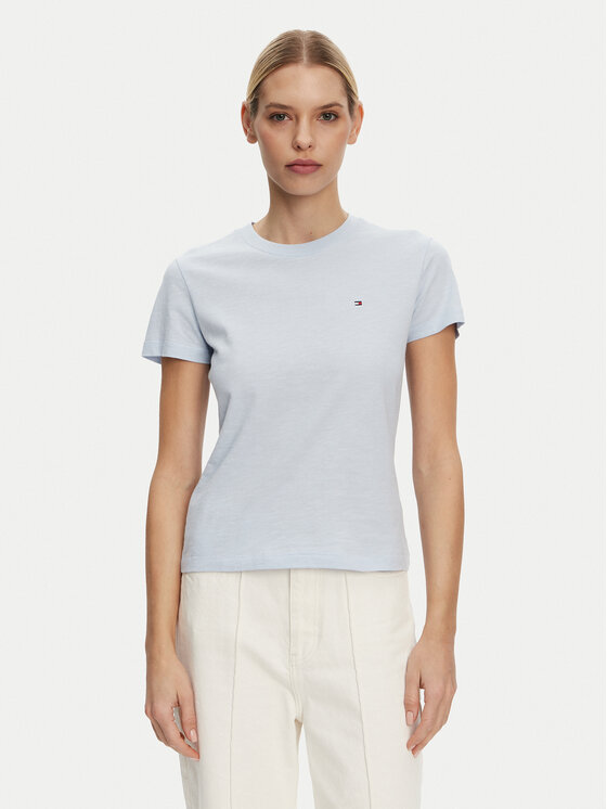 

Облегающая футболка Slub WW0WW44433 Tommy Hilfiger, голубой