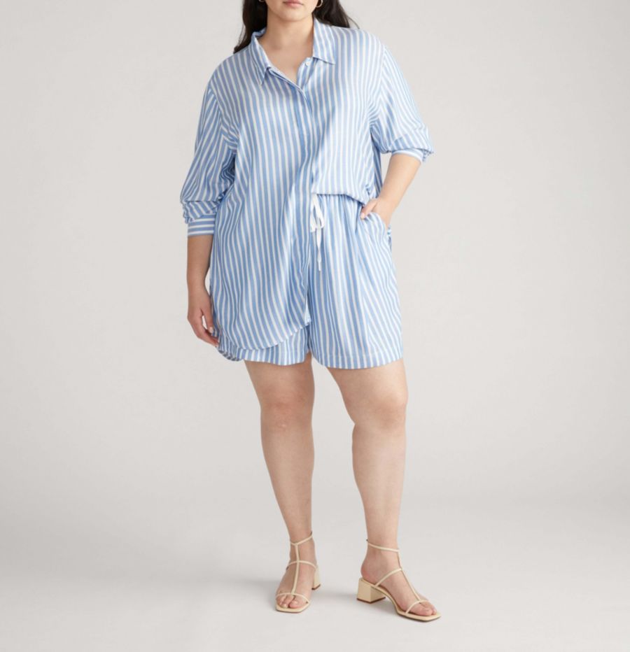 

Туника Toni Hi Low большого размера Universal Standard, Blue/white stripe