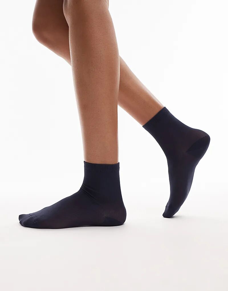 

Прозрачные ребристые носки Topshop темно-синего цвета