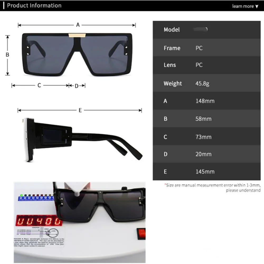 

Модные солнцезащитные очки большого размера для женщин и мужчин, ретро-очки в сиамской оправе, трендовые модели с защитой от УФ-излучения UV400 TKKTLLT, Clear