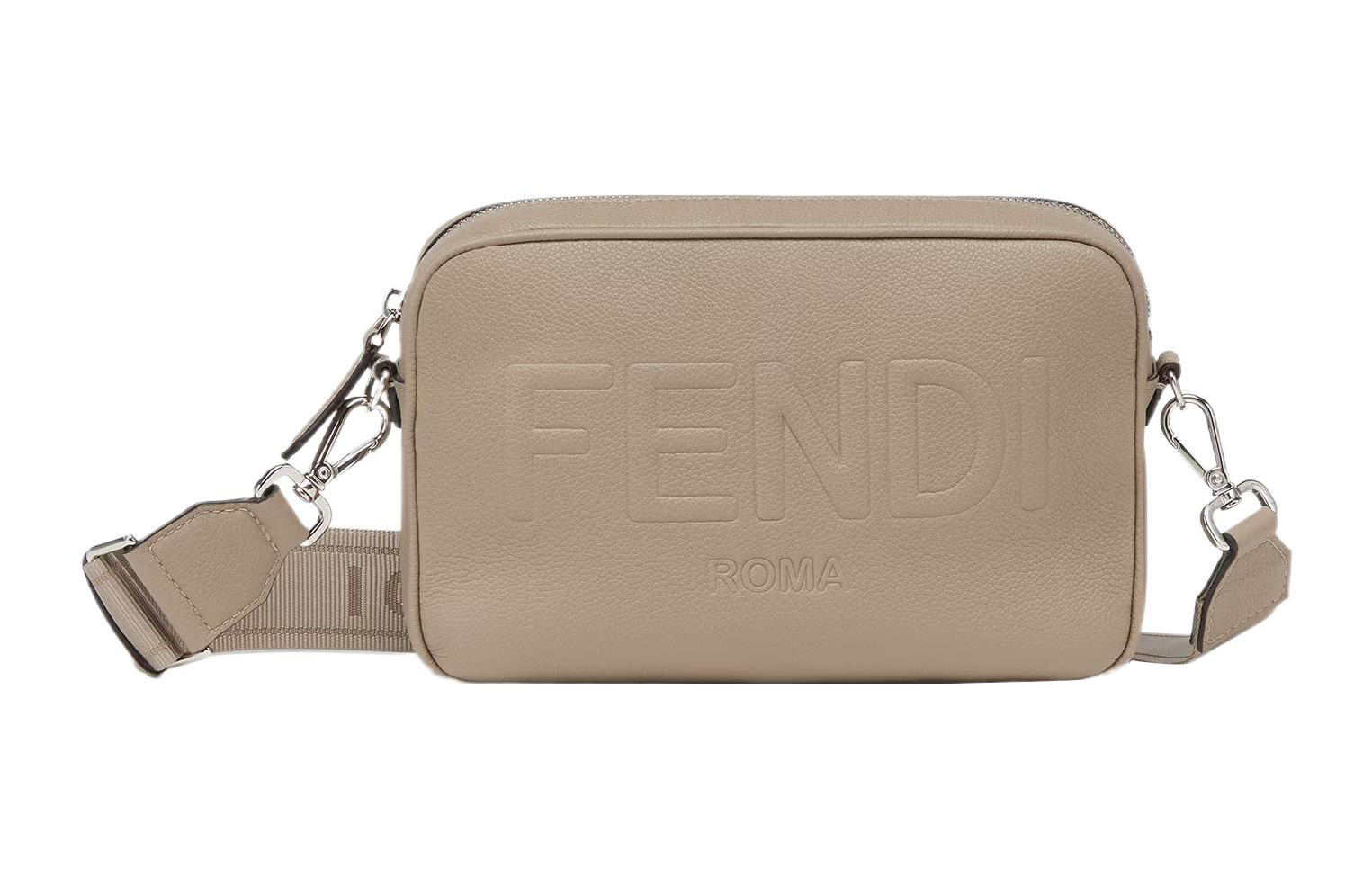 

FENDI Сумка для фотоаппарата ROMA из телячьей кожи, через плечо, мужская, бежевая
