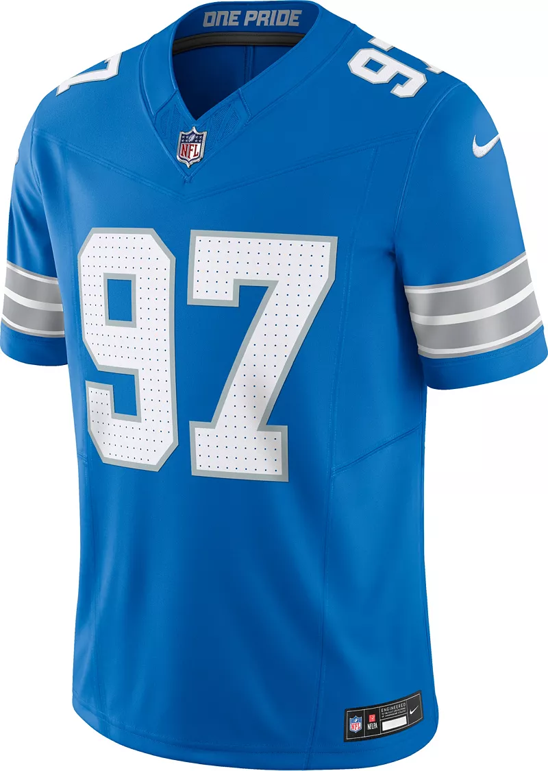 Мужские кроссовки Nike Detroit Lions Эйдан Хатчинсон #97 Vapor F.U.S.E. Ограниченная синяя майка — фото 3