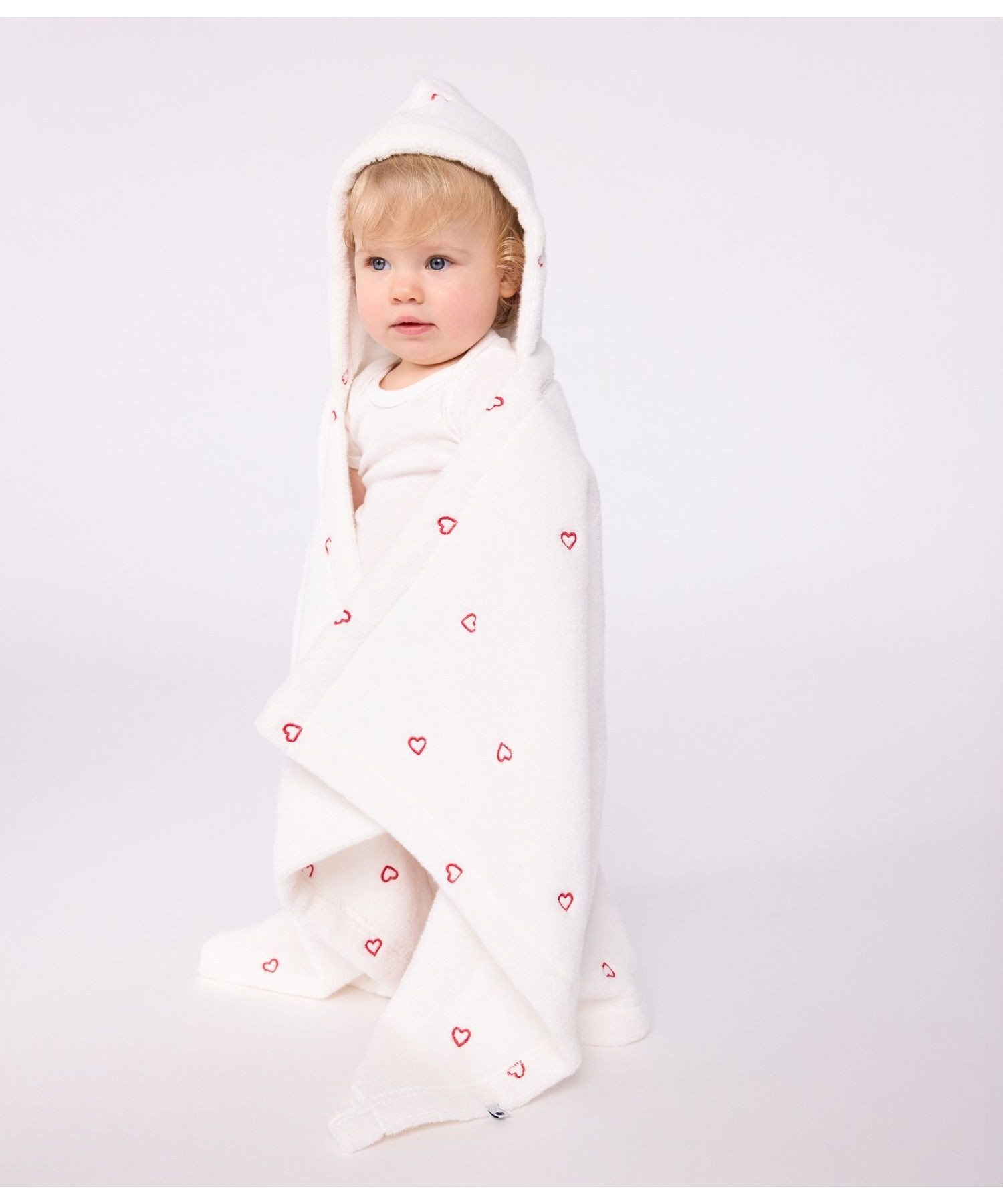 Ворсовый плащ Petit Bateau, Off-white/Light pink
