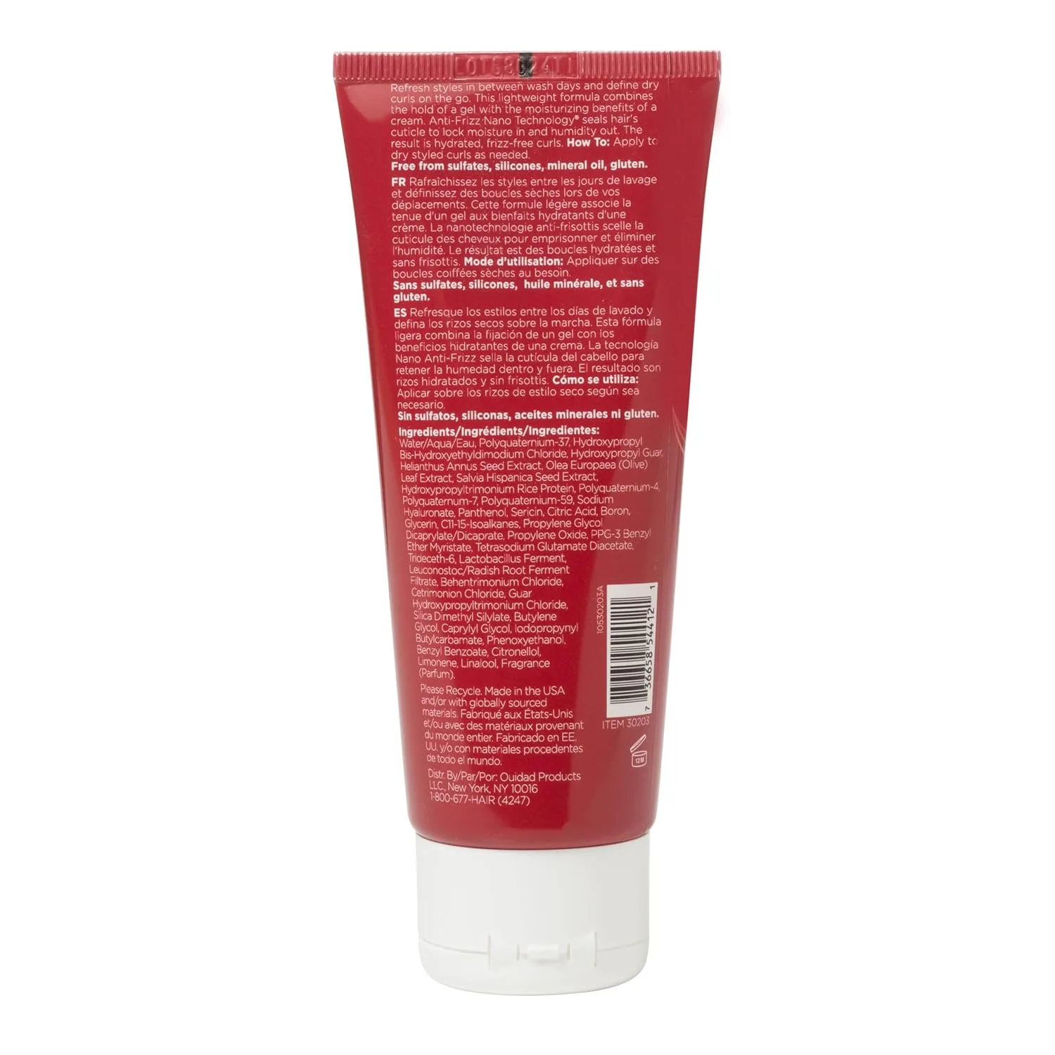 Ouidad Advanced Climate Control Featherlight Touch-Up Curl Gel Cream - 100 мл, технология Anti-Frizz Nano, освежитель для укладки, для тонких и средних текстур, для всех типов кудрей — фото 2