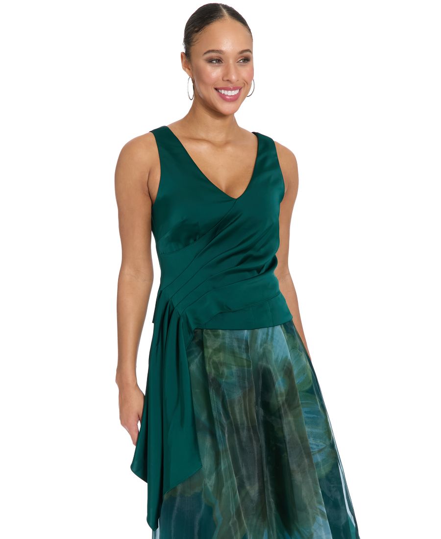 

Женская асимметричная плиссированная блузка с V-образным вырезом Muse, Ponder pin