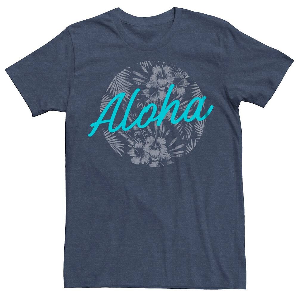 

Мужская футболка Aloha Hibiscus Leaves с круглым рисунком Generic, цвет Navy Heather