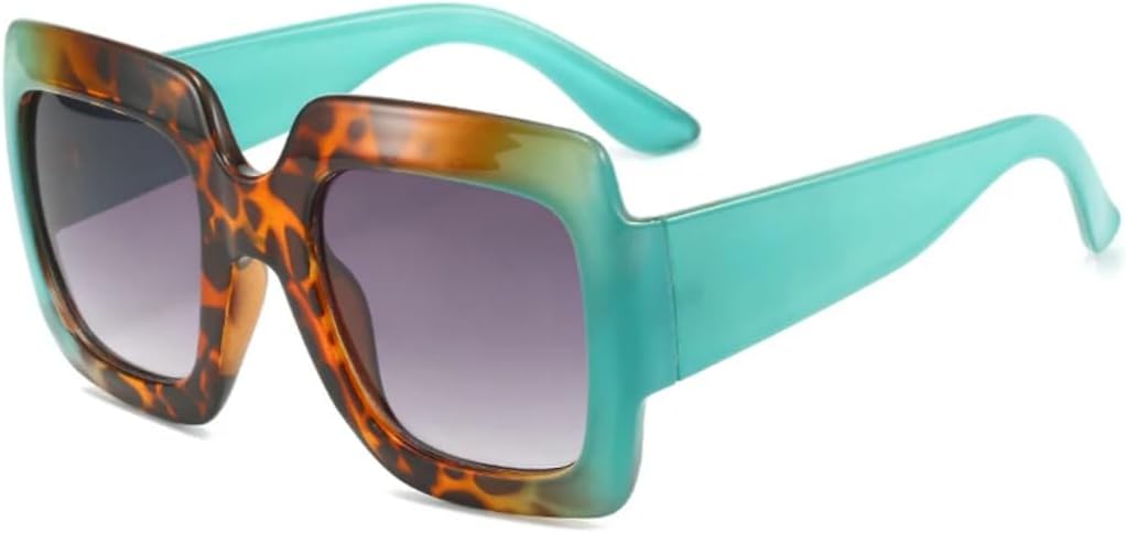 

Большие квадратные женские солнцезащитные очки с ярким леопардовым принтом, модные градиентные женские очки UV400, мужские очки для активного отдыха и спорта UATXTAU, Lake Blue Grey