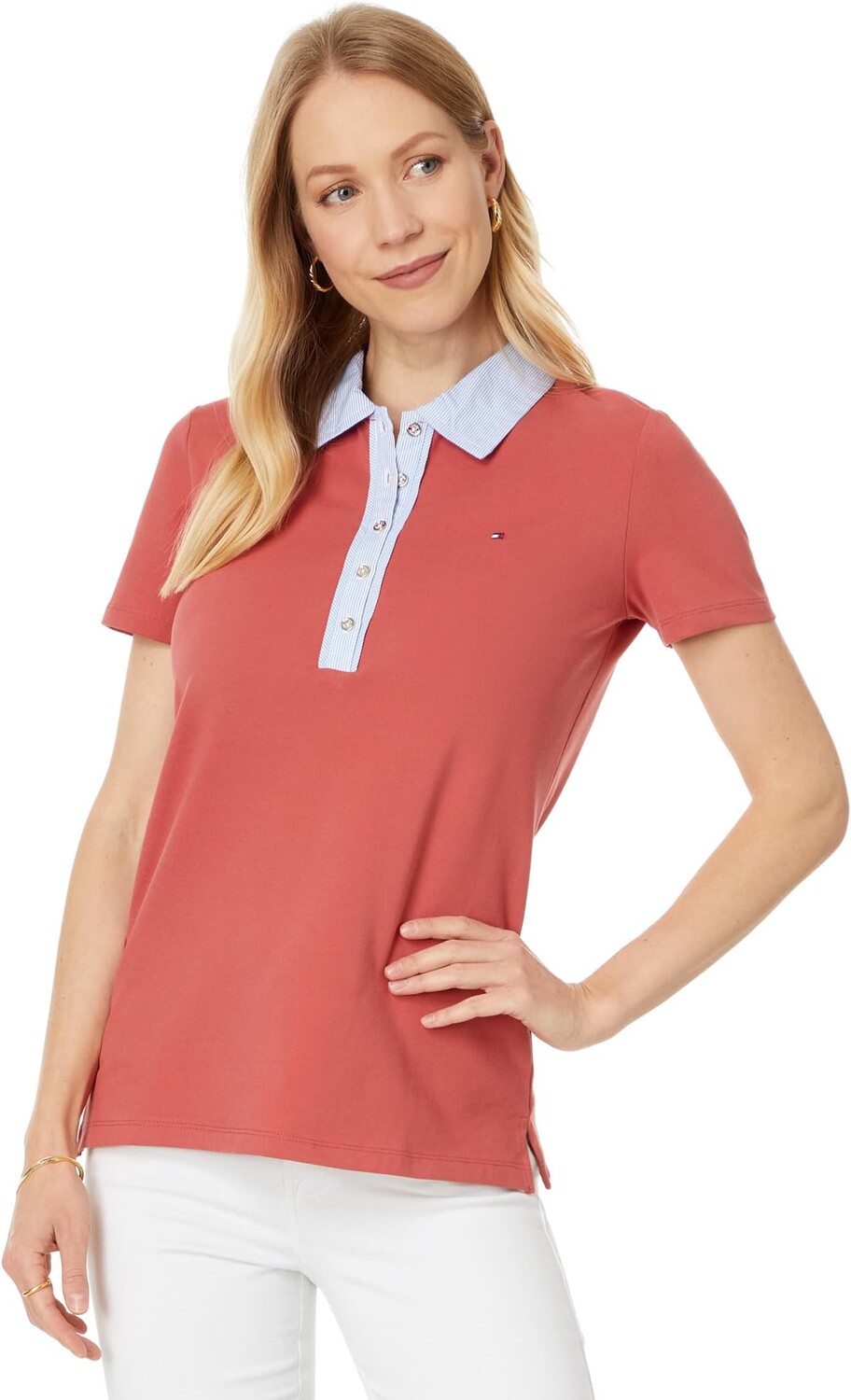 

Поло Tommy Hilfiger Mixed Media Short Sleeve Polo, цвет Mineral Red
