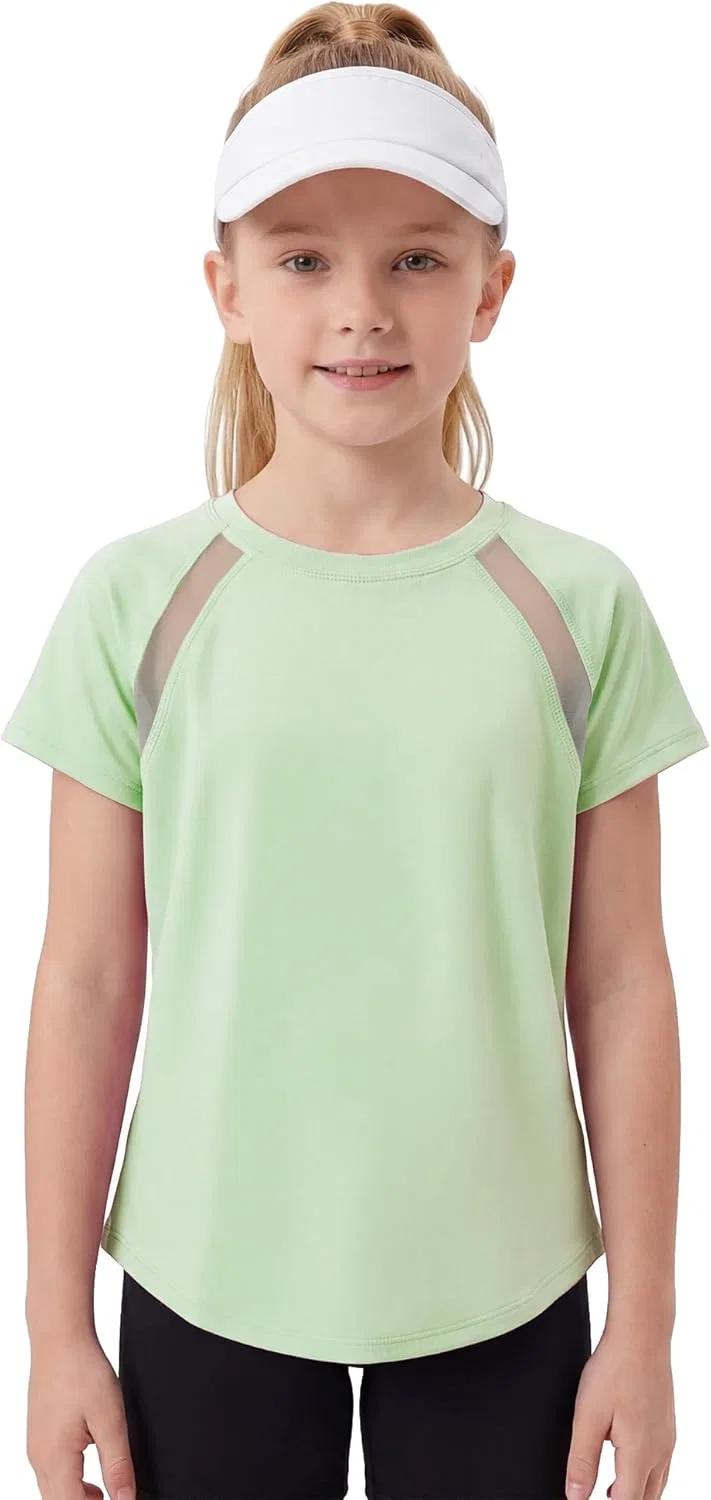 Футболка для девочек с сетчатыми вставками Stelle, Pastel Green