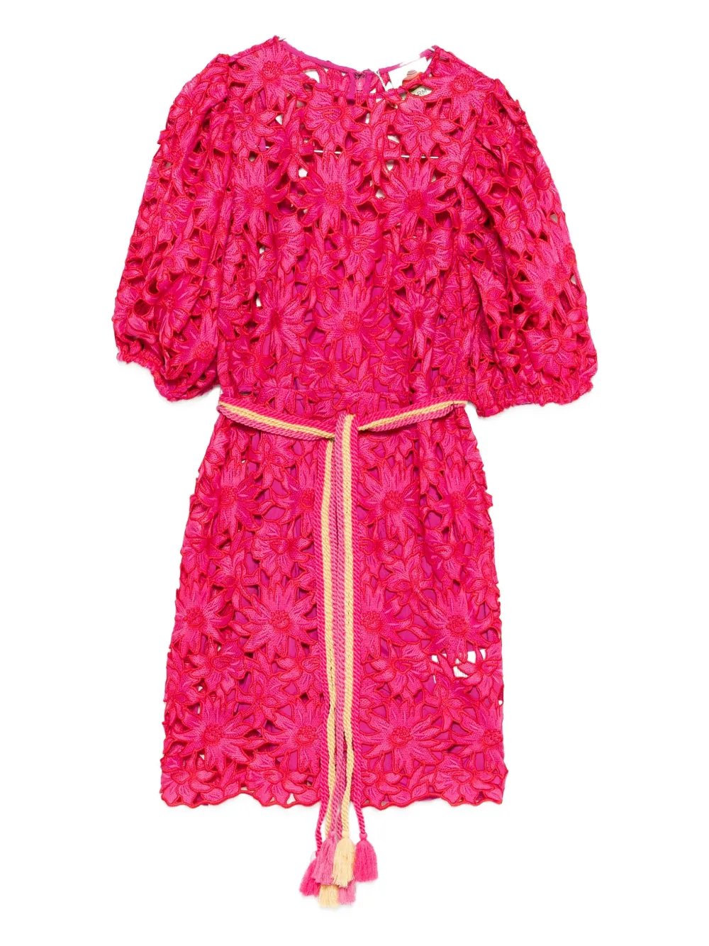 

Кружевное миди-платье с поясом Farm Rio, розовый