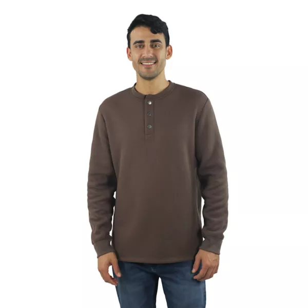 

Мужская теплая флисовая толстовка с начесом Henley с длинным рукавом Jachs, коричневый
