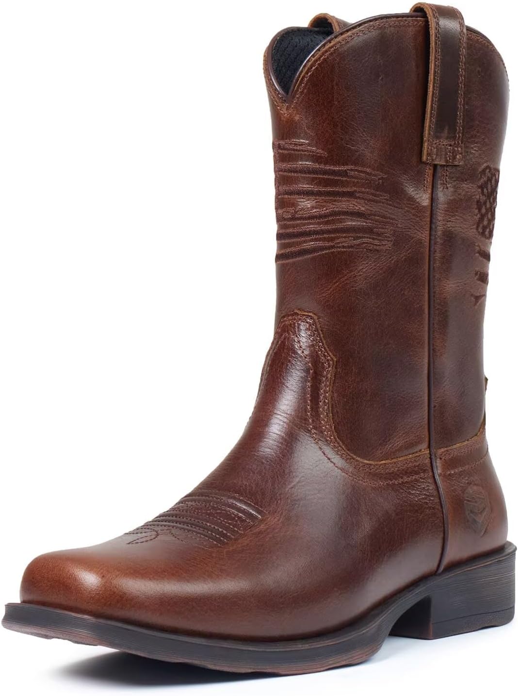 

Мужские вестерн-бутсы SUREWAY- мягкий носок, квадратный носок, ковбойские ботинки, более толстая кожа, масло- и противоскользящая подошва, исключительно комфортные и прочные, резиновая подошва, ботинки/обувь с вышивкой, коричневый