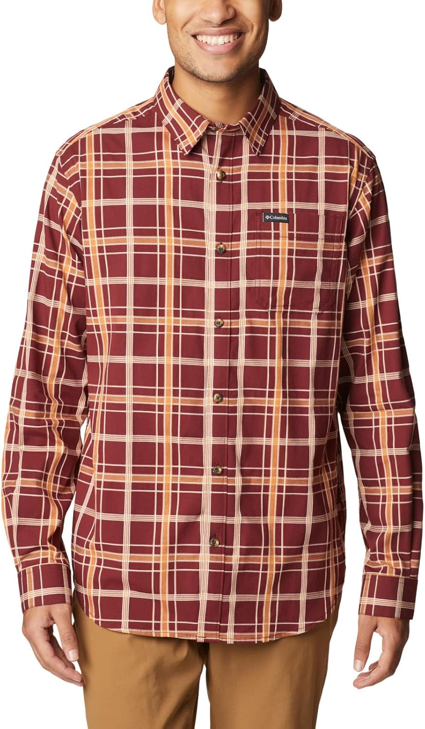 

Рубашка Columbia Mens Vapor Ridge III с длинным рукавом, походная рубашка, Red Jasper Tartan