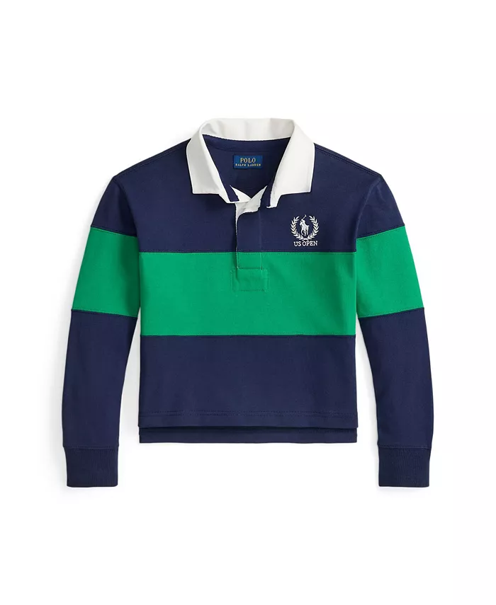 

Детская хлопковая бокси регби поло для девочек 7-16 US Open Polo Ralph Lauren, мультиколор