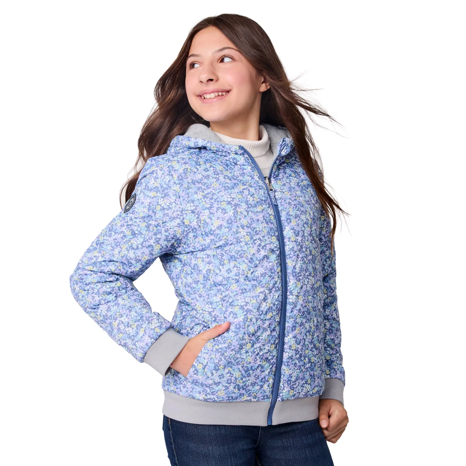 Двусторонняя пуховая куртка Free Country Girls' Poofie, Chambray Petals