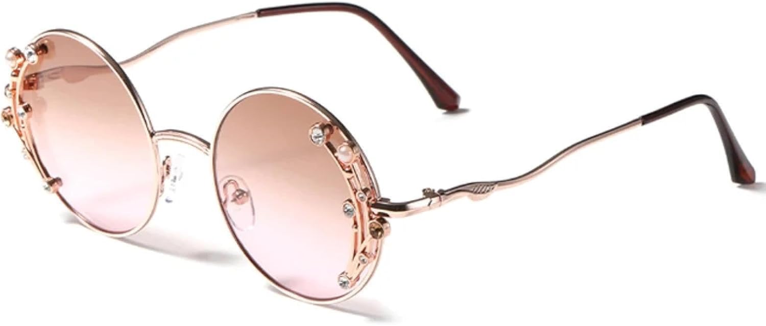 

Мужские солнцезащитные очки в стиле ретро с круглыми заклепками и металлической оправой, модные женские солнцезащитные очки с градиентным переходом цвета, защита от УФ-излучения UV400 TKKTLLT, Tea Pink